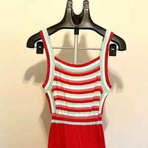 ModCloth Red Blue Striped Knit Dress Small